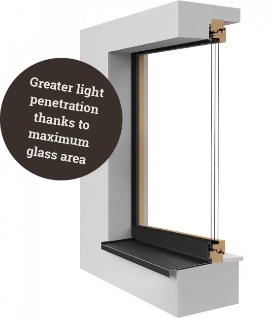 3D model of the installation situation of UNILUX PureLine integral windows